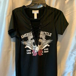 Black small knee long dress.